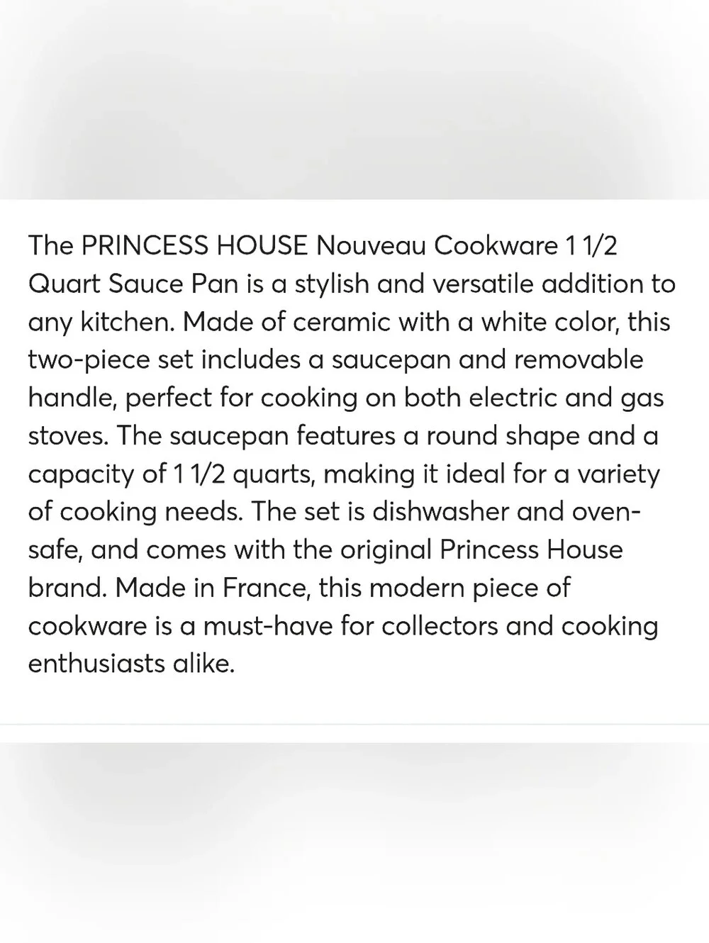 Princess House White Ceramic Saucepan Set with Blue Handle 1.5 & 2 Quart